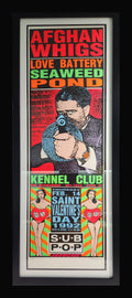 Actual signed and numbered Afghan Whigs poster in black frame, centered on black