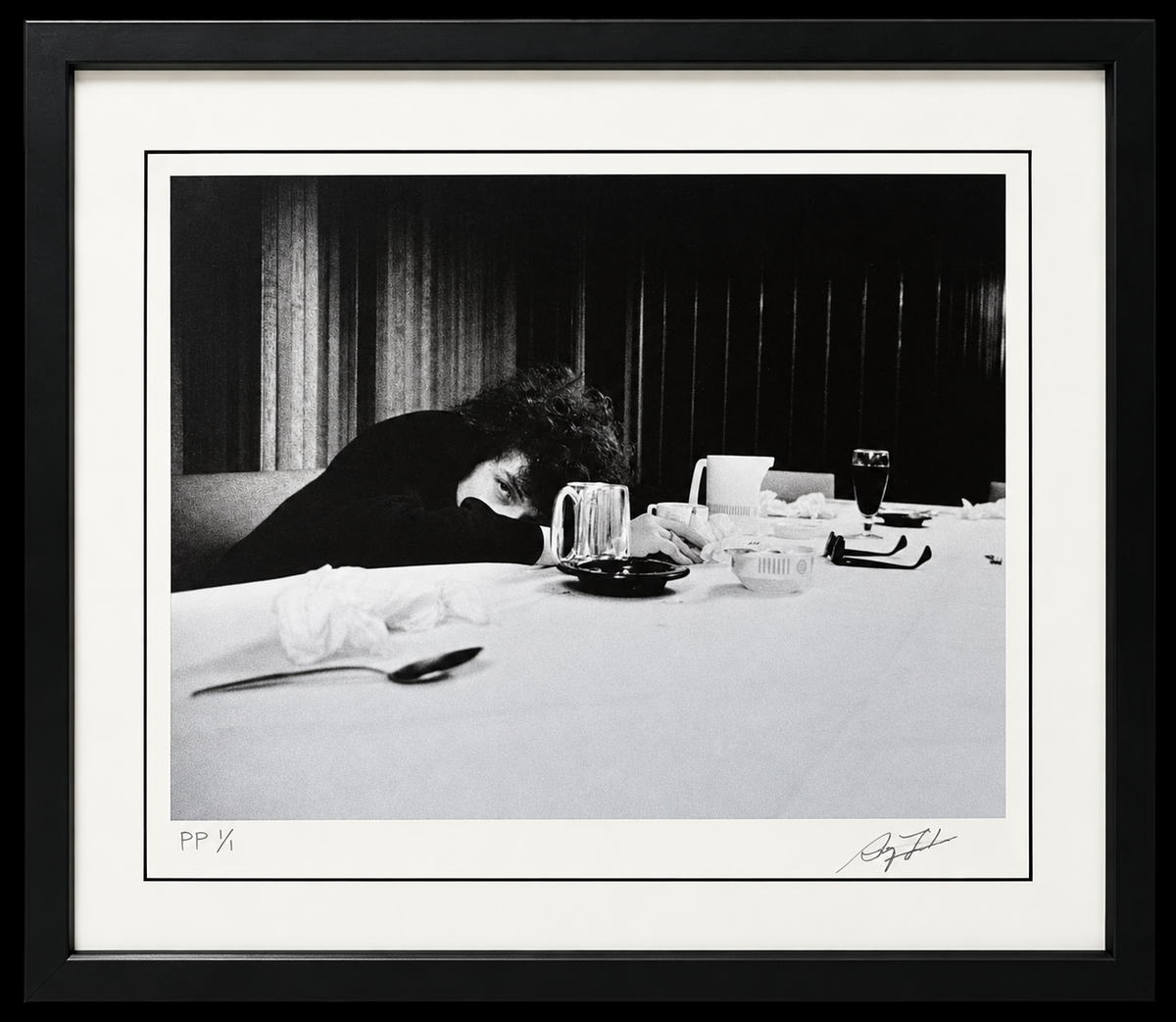 Bob Dylan in Birmingham, England, 1966 by Barry Feinstein in black gallery frame and white mat, shown without reflections