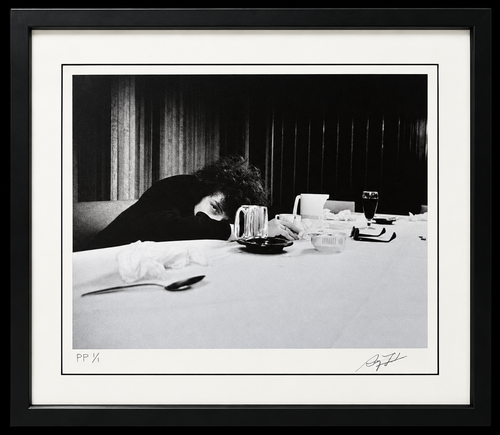 Bob Dylan in Birmingham, England, 1966 by Barry Feinstein in black gallery frame and white mat, shown without reflections