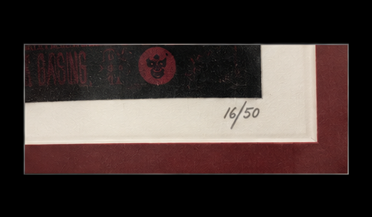 Edition number 16 of 50 detail on The Crimson Ghost silkscreen