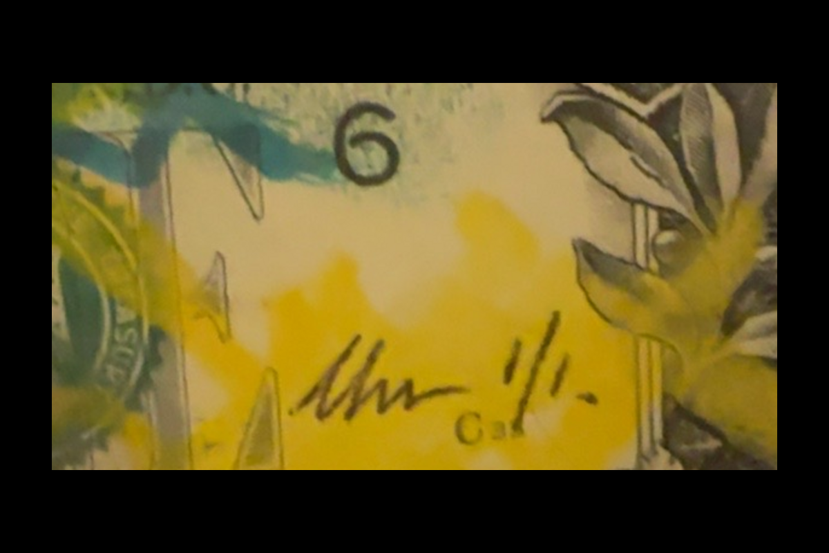 Exact unaltered Chris Boyle signature and 1 of 1 notation on the original David Bowie artwork