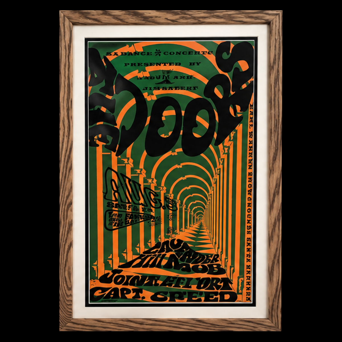 The Doors Jim Salzer framed concert poster centered on black