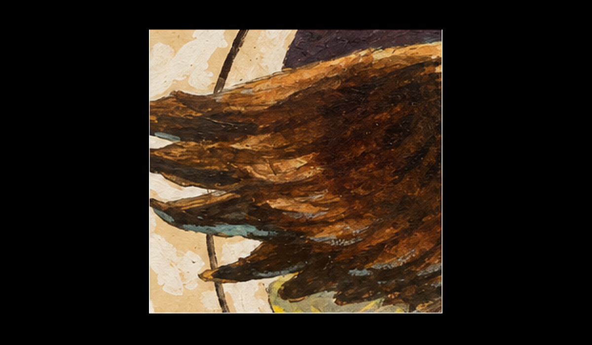 Painted eagle wing detail from The Eagles Tangerine Bowl 1977 original artwork