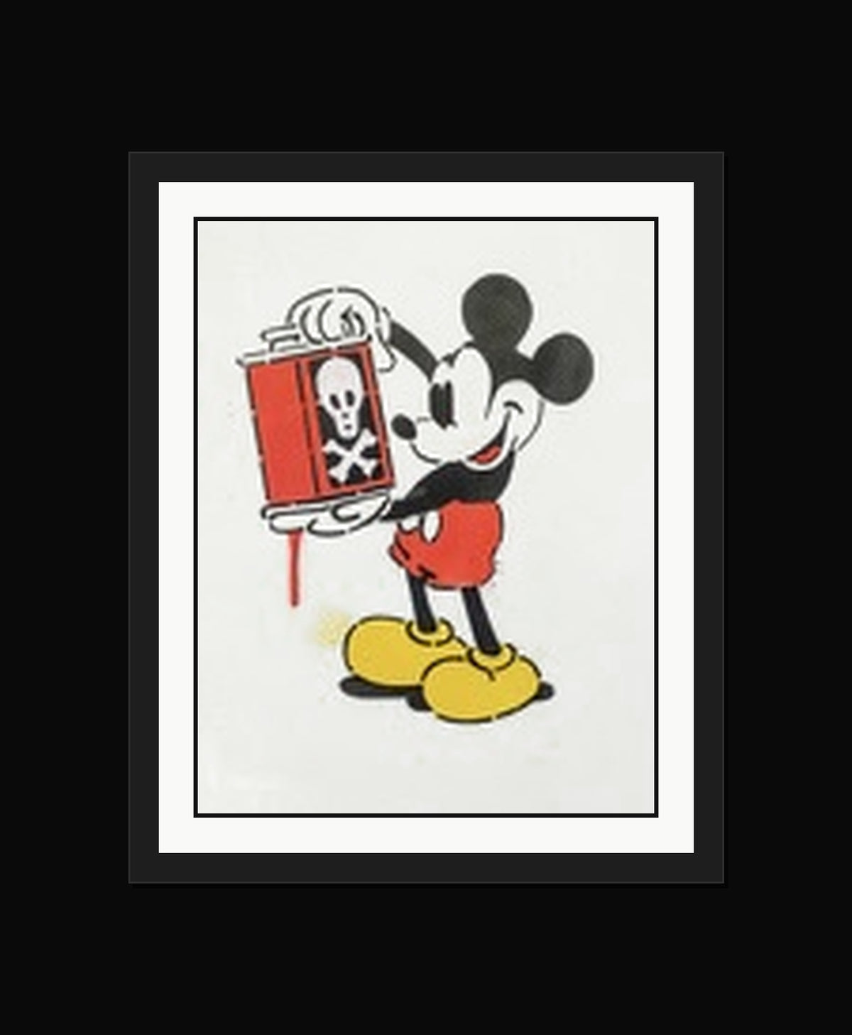 M.O.U.S.E by European Bob hand made stencil art in black wood gallery frame with even white mat and narrow black inner mat