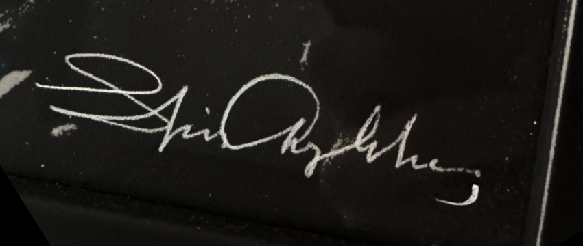 Authentic Spiros Angelikas signature detail on Friday the 13th silkscreen