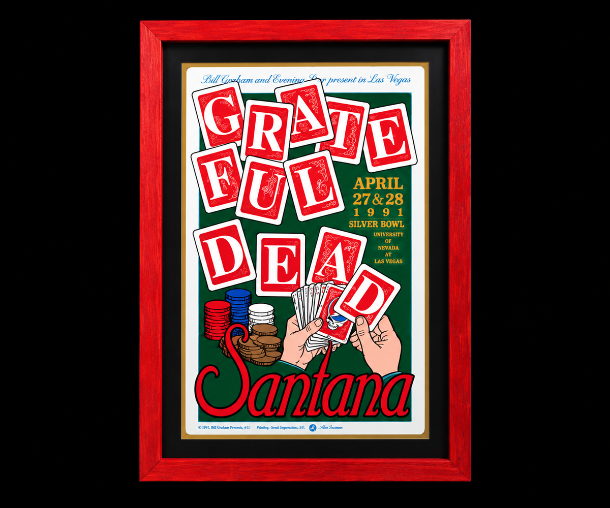 Grateful Dead with Santana April 1991 framed concert poster full gallery view