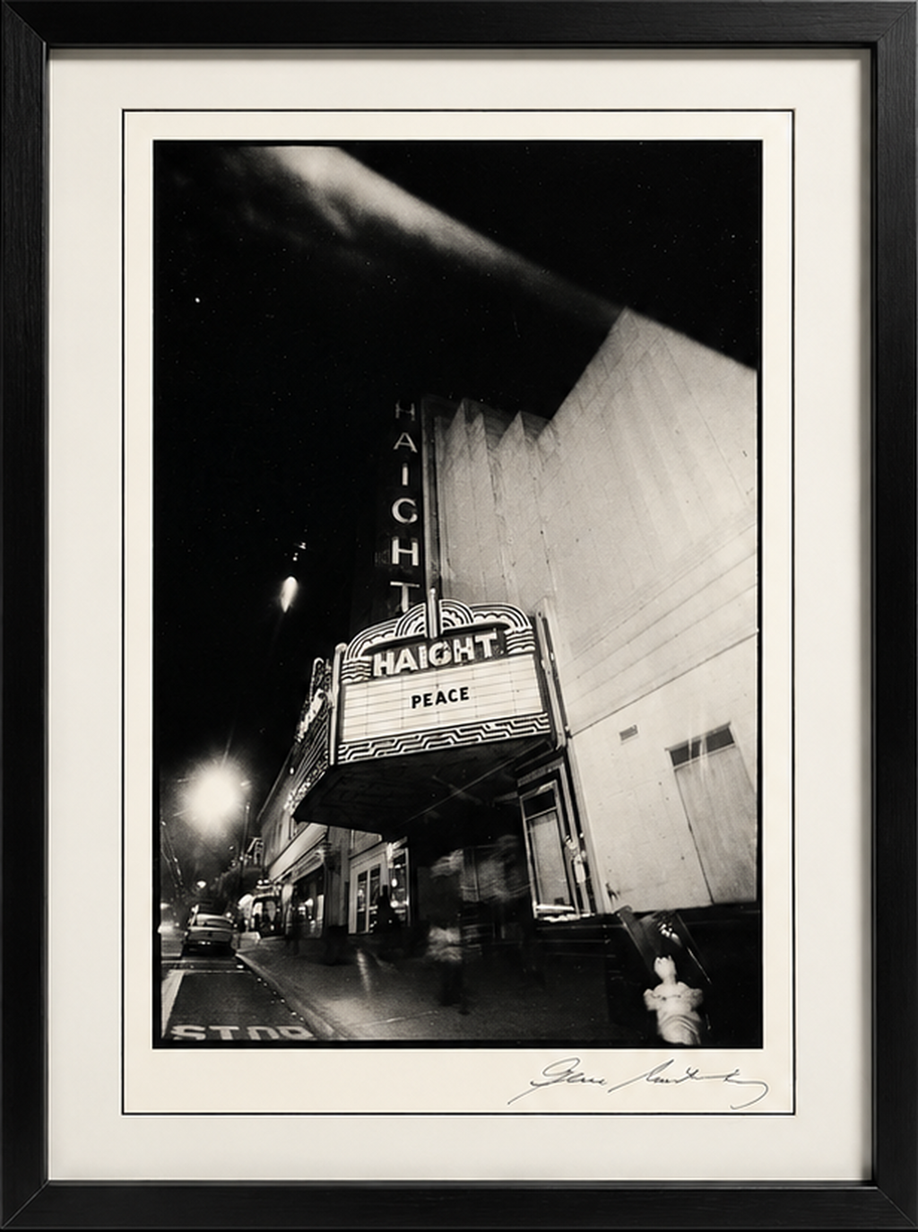 Full framed Haight Street in San Francisco, 1967 photograph by Gene Anthony, cropped to the black frame