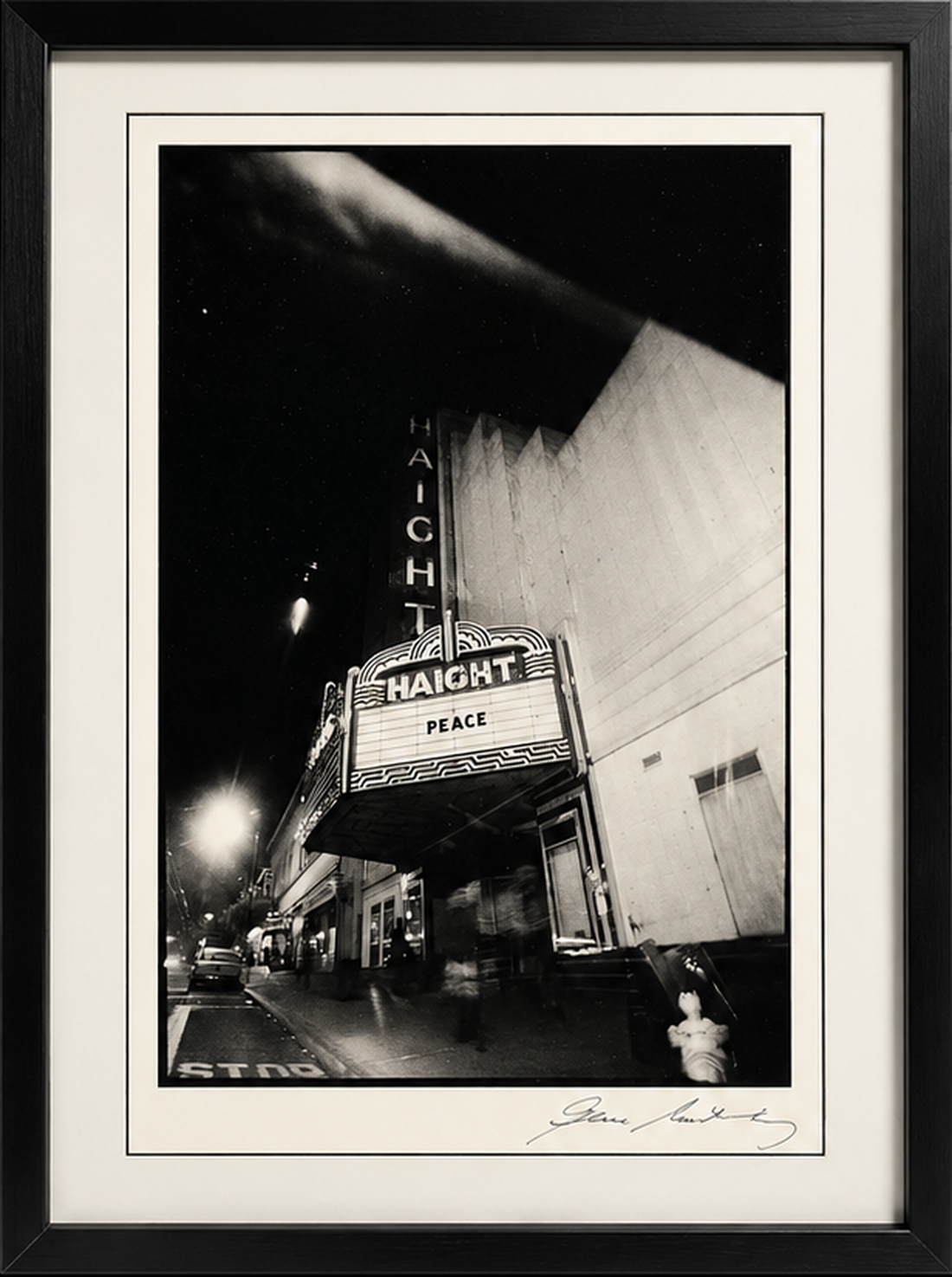 Full framed Haight Street in San Francisco, 1967 photograph by Gene Anthony, cropped to the black frame