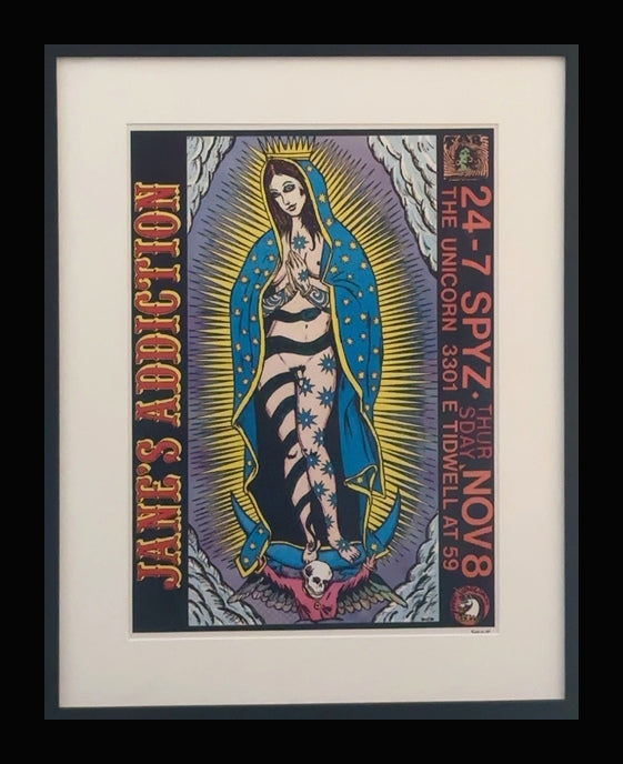 Jane's Addiction original framed poster centered on black without wall edges