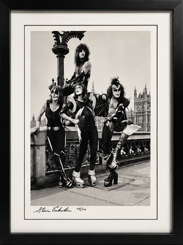 KISS in London 1976 by Steve Emberton in black gallery frame