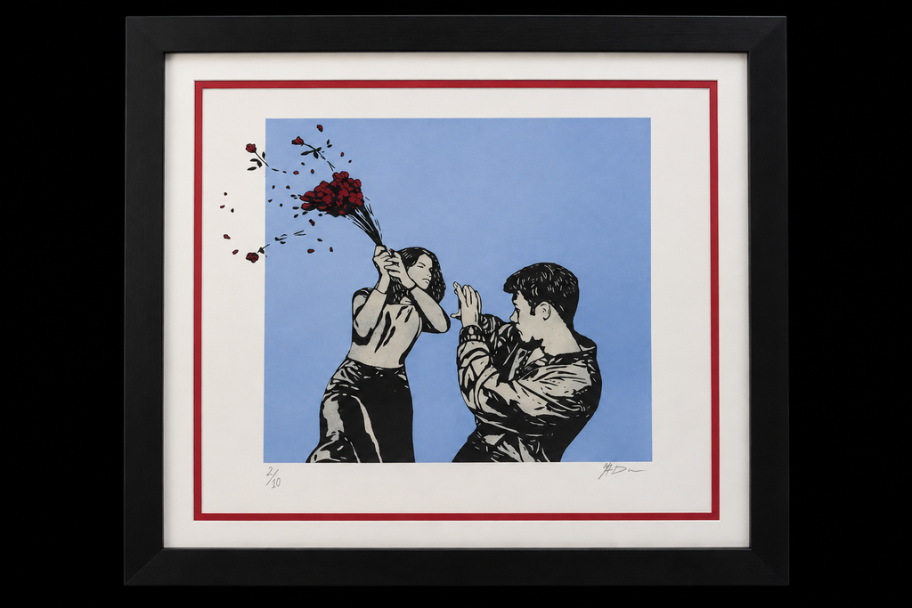 Knockout by Mad, framed and centered against black