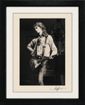 Jimmy Page during a 1975 Led Zeppelin rehearsal in Minneapolis, photograph by Neal Preston, framed