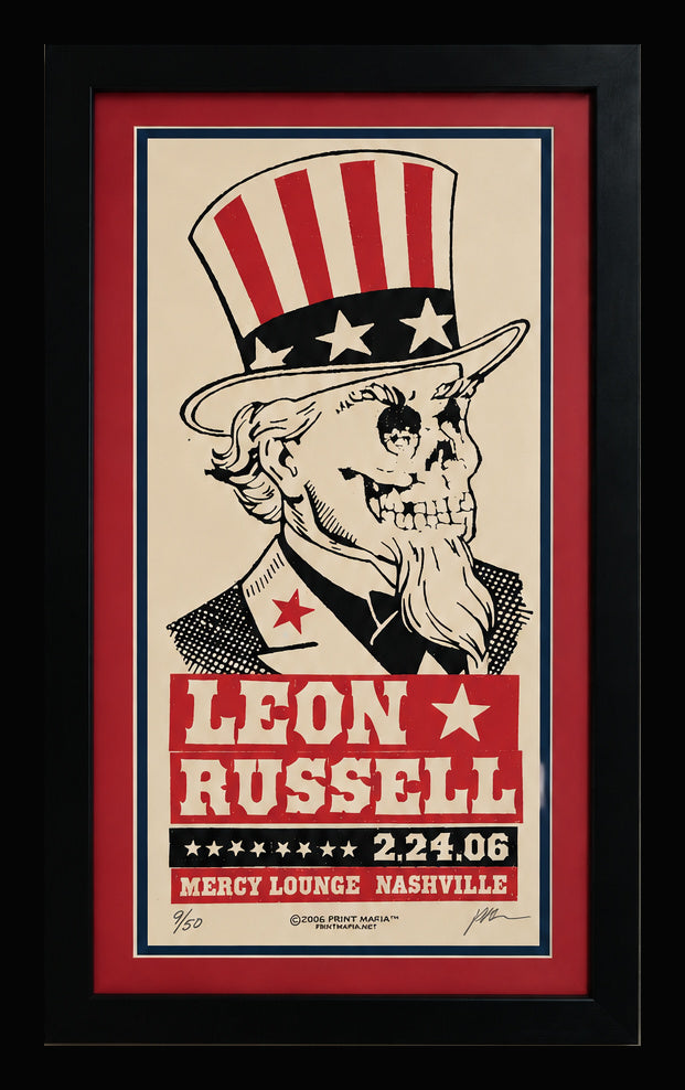 Leon Russell Mercy Lounge 2006 framed concert poster centered on black