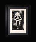 Ghostface / Scream watercolor by Rhys Cooper, complete black frame and signed 1 of 1 artwork