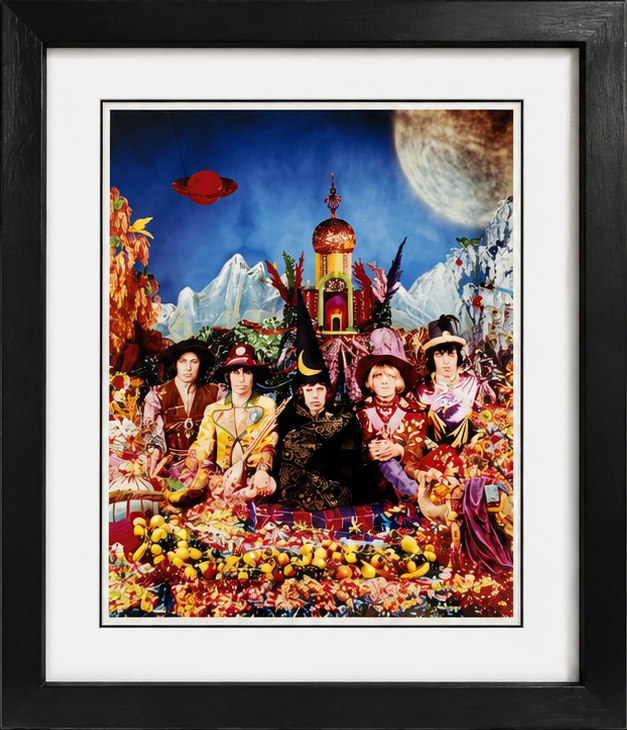 The Rolling Stones Satanic Majesties Request photograph by Michael Cooper in black gallery frame