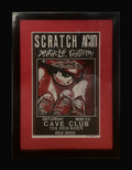 Original framed Scratch Acid and Miracle Room Cave Club poster, straightened on black with localized reflection reduction