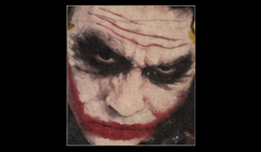 Joker portrait detail from Why So Serious by Chris Boyle
