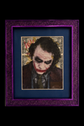 Why So Serious original Joker artwork by Chris Boyle with authentic signature in its complete purple frame